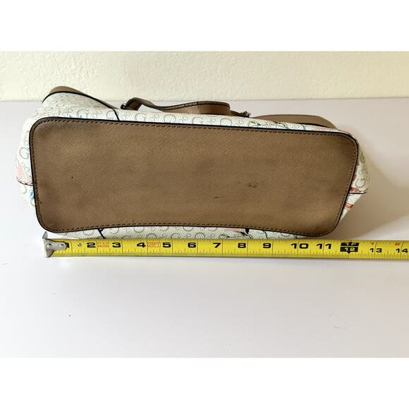 GUESS White & Pink Floral G-Logo Shoulder Purse - Picture 11 of 12